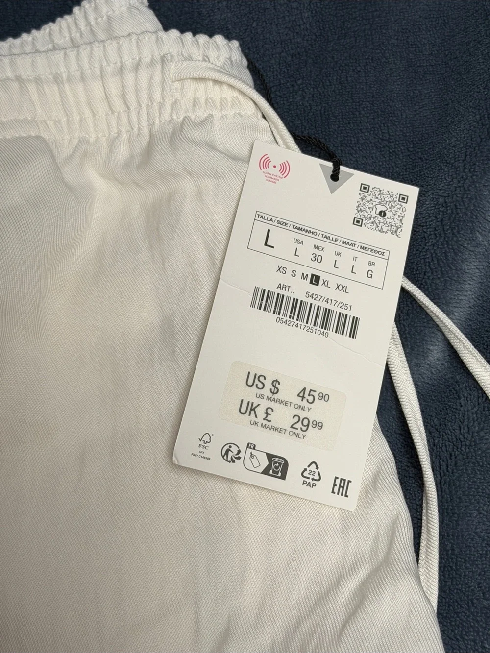 Zara Women’s White Drawstring Linen-Blend Bottoms